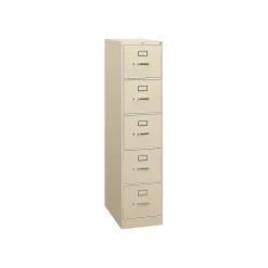Hot 310 Series 5-Drawer Vertical File Cabinet, Letter Size, Lockable, 60"H x 15"W x 26.5"D, Putty (315PL) File Cabinets