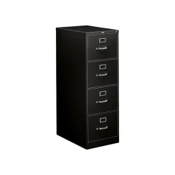 New 310 Series 4-Drawer Vertical File Cabinet, Legal Size, Lockable, 52"H x 18.25"W x 26.5"D, Black (314CPP) File Cabinets