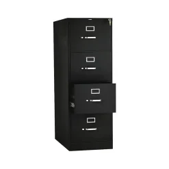 New 310 Series 4-Drawer Vertical File Cabinet, Legal Size, Lockable, 52"H x 18.25"W x 26.5"D, Black (314CPP) File Cabinets