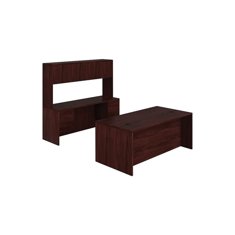 Outlet 10500 Series Executive Workstation, Desk, Credenza, Hutch, Mahogany (105DCH7298N) Office Desks