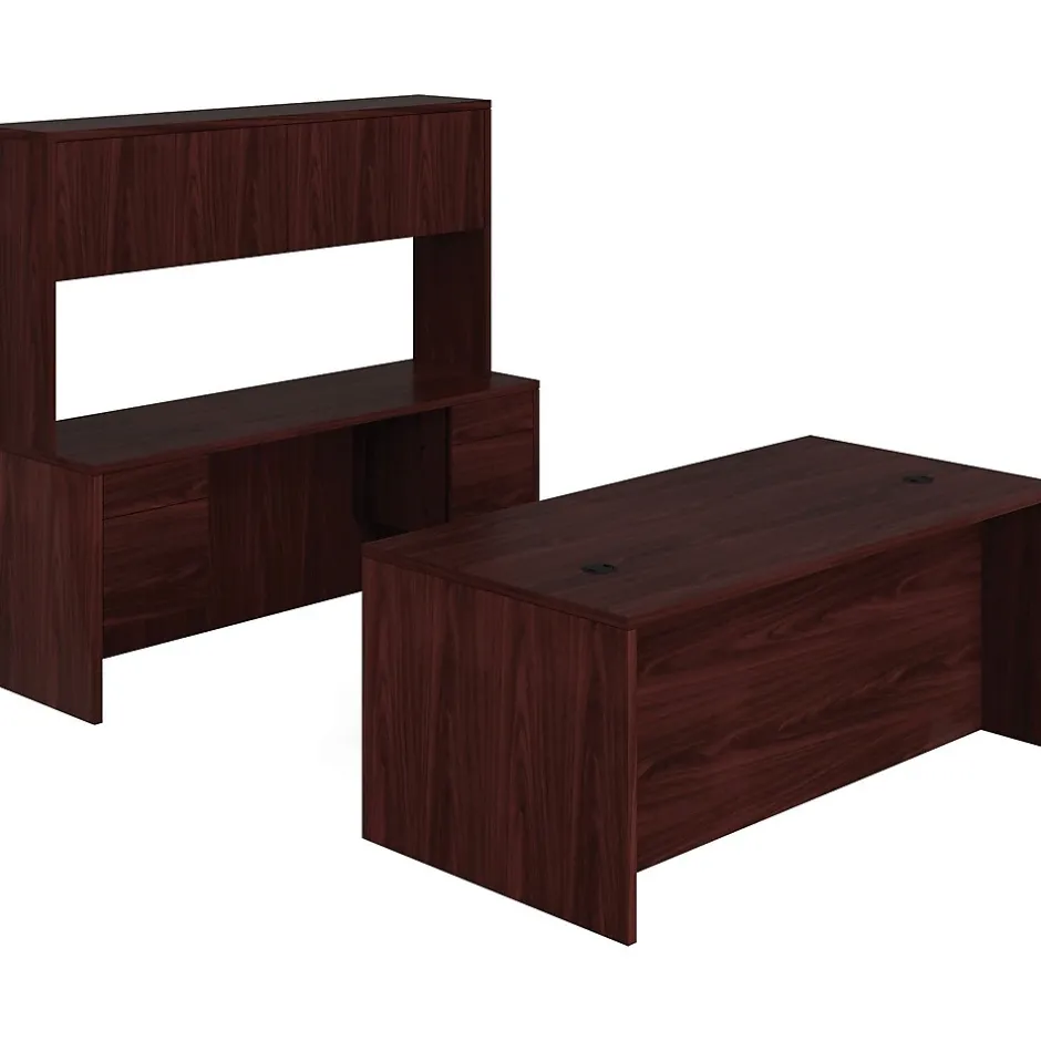 Outlet 10500 Series Executive Workstation, Desk, Credenza, Hutch, Mahogany (105DCH7298N) Office Desks