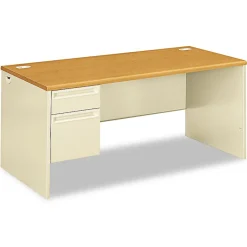 Best 38000 Series "L" Workstation Left Pedestal Desk, Harvest Oak/Putty (38292LCL) Office Desks