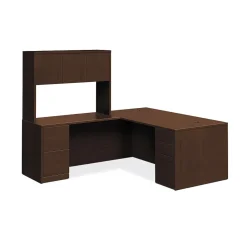 Outlet 10500 Series L-Workstation, Stack-On Storage, Full Pedestals, 72"W x 84"D, Mocha Finish (105LRSO7236M) Office Desks