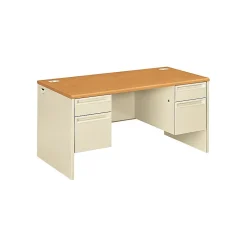 Clearance 38000 Series 60"W Double Pedestal Desk, Harvest (38155CL) Computer Desks