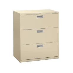 Outlet Brigade 600 Series 3 File Drawers Lateral File Cabinet, Putty/Beige, Letter/Legal, 36"W (683LL) File Cabinets