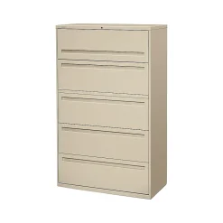 Online Brigade 700 Series 5 File Drawer Lateral File Cabinet, Locking, Letter/Legal, Putty/Beige, 42"W (H795.L.L) File Cabinets