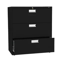 Hot Brigade 600 Series 3-Drawer Lateral File Cabinet, Locking, Letter/Legal, Black, 36"W (PHS-88) File Cabinets