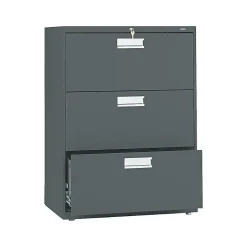 Outlet Brigade 600 Series 3-Drawer Lateral File Cabinet, Locking, Letter/Legal, Charcoal, 30"W (H673.L.S) File Cabinets