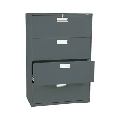 Outlet Brigade 600 Series 4-Drawer Lateral File Cabinet, Locking, Letter/Legal, Charcoal, 36"W (H684.L.S) File Cabinets