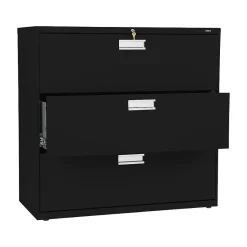 Hot Brigade 600 Series 3-Drawer Lateral File Cabinet, Locking, Letter/Legal, Black, 42"W (H693.L.P) File Cabinets
