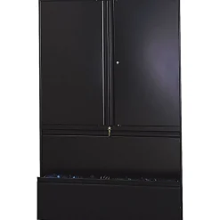 Online Brigade 800 Series Lateral File Cabinet with Storage, Letter/Legal, 2-Drawer, Black, 19 1/4"D File Cabinets