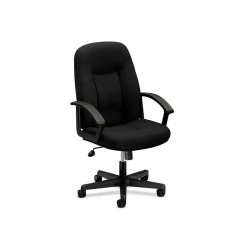 High-Back Executive Chair, Center-Tilt, Fixed Arms, Black Fabric (BSXVL601VA10) Office Chairs