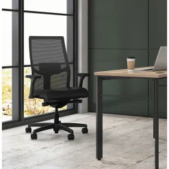 Discount Ignition 2.0 Mesh/Vinyl Mid-Back Task Chair, Adjustable Arms, Black (12M2AMLU10TK) Office Chairs