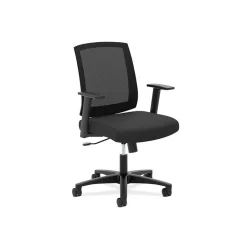 Outlet Mesh Mid-Back Task Chair, Center-Tilt, Tension, Lock, Fixed Arms, Black Mesh, Black Fabric (BSXVL511LH10) Office Chairs