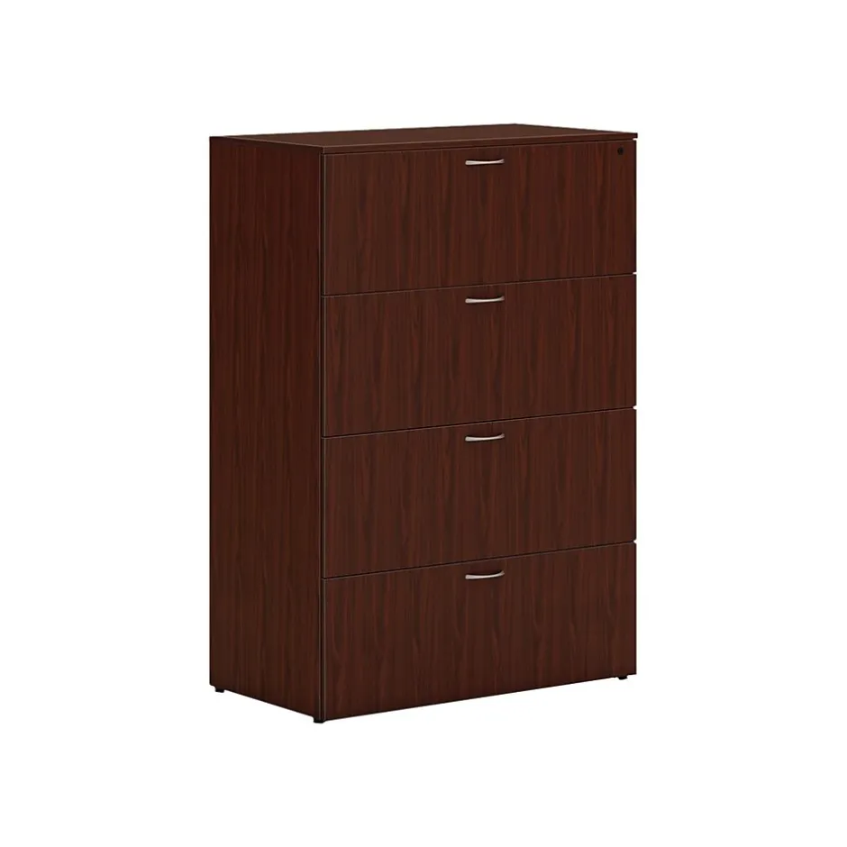 Best Mod 4-Drawer Lateral File Cabinet, Locking, Letter/Legal, Traditional Mahogany, 36" (HLPLLF3620L4.LTM1) File Cabinets
