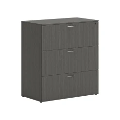 Clearance Mod 3-Drawer Lateral File Cabinet, Letter/Legal Size, Lockable, 40"H x 36"W x 20"D, Slate Teak (HLPLLF3620L3.LSL1) File Cabinets