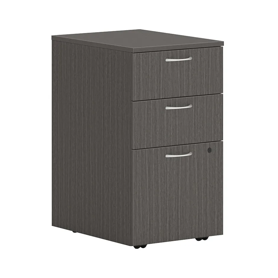 Best Mod 3-Drawer Mobile Vertical File Cabinet, Letter/Legal Size, Lockable, 28"H x 15"W x 20"D, Slate Teak (PLPMBBFLS1) File Cabinets