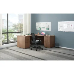 Clearance Mod 66"W L-Shaped Double-Pedestal Desk, (HLPL6672LDESKSE1) Computer Desks