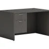 Outlet Mod 48"W Single Hanging Pedestal Desk, Slate Teak (HLPLDS48HBFSL1) Computer Desks