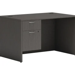 Outlet Mod 48"W Single Hanging Pedestal Desk, Slate Teak (HLPLDS48HBFSL1) Computer Desks