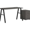 Online Mod 48"W Table Desk with Mobile Storage, Slate Teak (HLPL4824BFLS1ALEGBLK) Office Desks