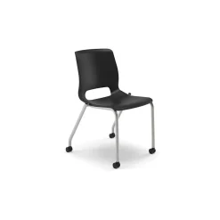 Discount Motivate Stacking Chair, Onyx Shell, Textured Platinum Frame, 2 per Carton Folding & Stacking