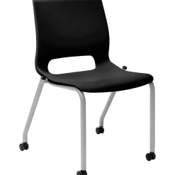 Discount Motivate Stacking Chair, Onyx Shell, Textured Platinum Frame, 2 per Carton Folding & Stacking