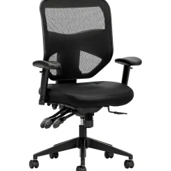 Prominent 2-Way Arms Mesh/Leather High-Back Task Chair, Black (BSXVL532SB11) Office Chairs