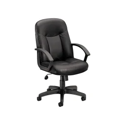 New SofThread Leather High-Back Executive Chair, Center-Tilt, Fixed Arms, Black (BSXVL601SB11) Office Chairs