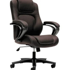 Hot Vinyl High-Back Executive Chair, Center-Tilt, Fixed Arms, Brown (BSXVL402EN45) Office Chairs