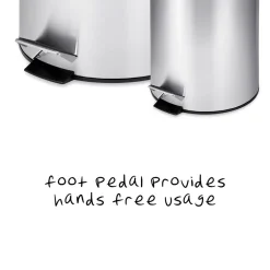 Honey-Can-Do Honey Can Do Stainless Steel Step Trash Cans with Lid, Silver, 7.92 & 0.8 Gallon (TRS-01886)