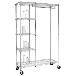 Best Rolling Closet with Garment Bar and Shelves, 18"W, Chrome (SHF-01567) Shelving