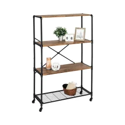 Clearance 4-Shelf 63"H Steel Mobile Bookcase, Black (SHF-08838) Bookcases