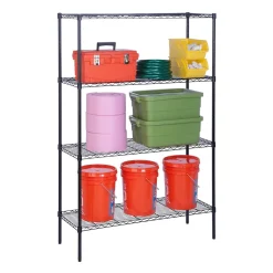 4-Shelf Metal Shelving Unit, 48"W, Black (SHF-05225) Shelving