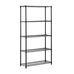 Clearance 5-Shelf Metal Unit, 36"W, Black (SHF-01442) Shelving