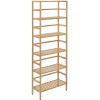 Outlet 6-Tier Bamboo Shelf, 64" x 23.6" x 10", Natural (SHF-09979) Shelving