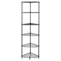 Clearance 6-Tier Compact Triangle Corner Shelving Unit, Black (SHF-10005) Shelving
