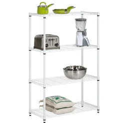 Outlet 4-Tier Heavy-Duty Adjustable Shelving Unit with 250-lb Weight Capacity, 14"W, White (SHF-09440) Shelving