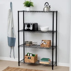 Clearance 4-Tier 250lb. Capacity Shelving Unit, Black (SHF-01908) Shelving