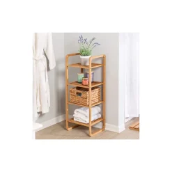 Sale 4-Tier Shelf, Natural Bamboo (SHF-09337) Shelving