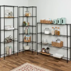 Online 4-Tier Slim Profile Wide Shelving Unit, Black (SHF-10003) Shelving