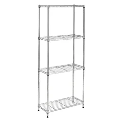 Hot 4-Tier Slim Profile Shelving Unit, Chrome (SHF-10022) Shelving