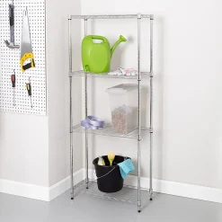 Hot 4-Tier Slim Profile Shelving Unit, Chrome (SHF-10022) Shelving