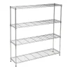 Online 4-Tier Slim Profile Wide Shelving Unit, 48" x 10" x 48", Chrome (SHF-10023) Shelving