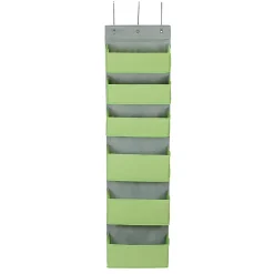 Hot 6 Pocket Plastic/Poly Over the Door Hanging Oranizer, 57" x 15" x 7", Lime (2167-1) Shelving