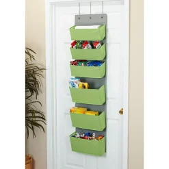 Hot 6 Pocket Plastic/Poly Over the Door Hanging Oranizer, 57" x 15" x 7", Lime (2167-1) Shelving