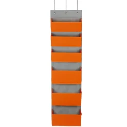 Hot 6 Pocket Plastic/Poly Over the Door Hanging Organizer, 57" x 15" x 7", Orange (2168-1) Shelving