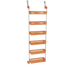 Clearance OTD 6-Shelf Hanging Storage Rack, 57" x 19.25" x 6.25", Orange (2152-1) Shelving