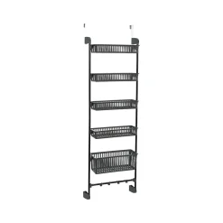 Clearance 5-Shelf Plastic Over-the-Door Storage Rack, 20", /Black (2192-1) Shelving