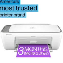 Color Printers<HP DeskJet 2855e Wireless All-in-One Color Inkjet Printer, Scanner, Copier, Best for Home, 3 Months of Ink Included (588S5A)